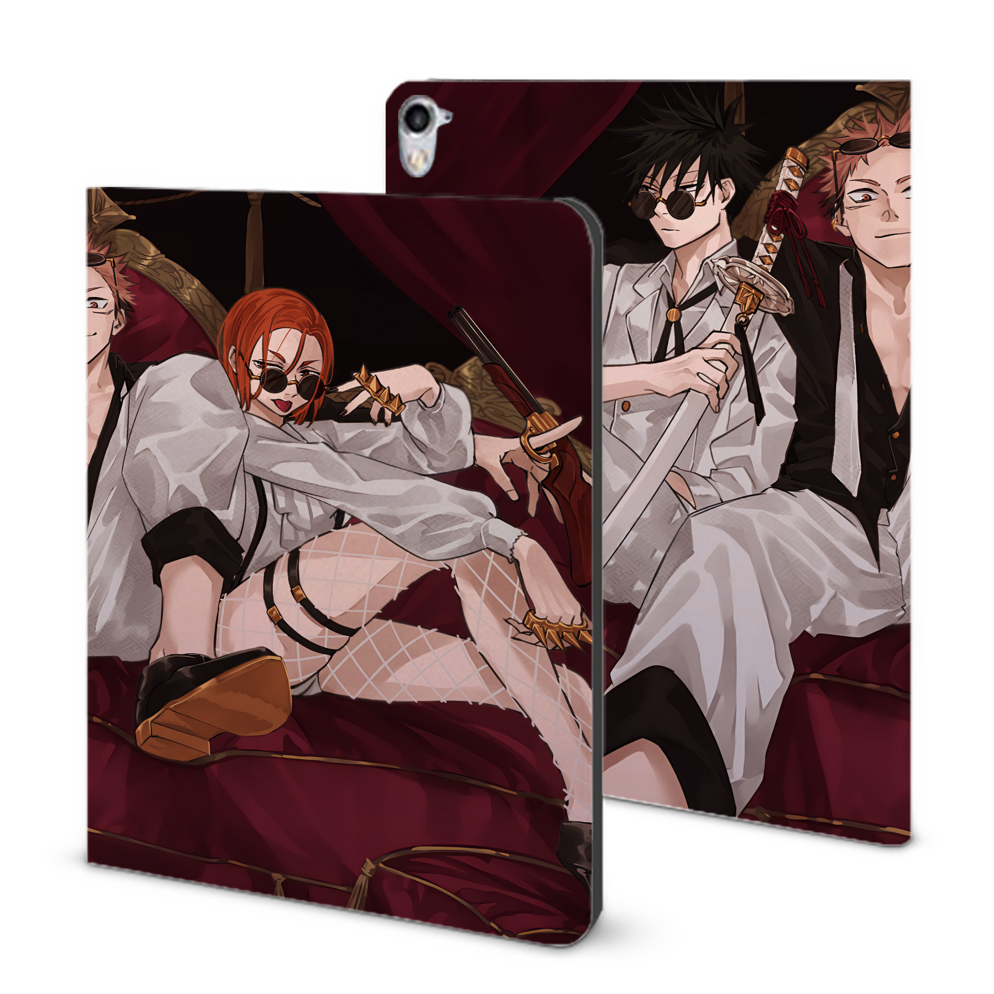 （画像用） 呪術廻戦 Jujutsu Kaisen IPad ケース ブック型 PUレザー TPU 耐衝撃 軽量 薄型 ペン収納なし 全面保護 IPad 各モデル対応